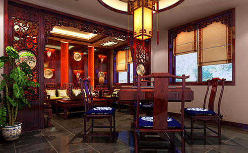 淮阳古典中式风格茶楼包间设计装修效果图